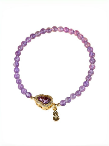 zensoullab Natural Amethyst Bracelet for Women Nine Purple Fire Gourd New Chinese Style National Style Bracelet High-end Crystal Bracelet