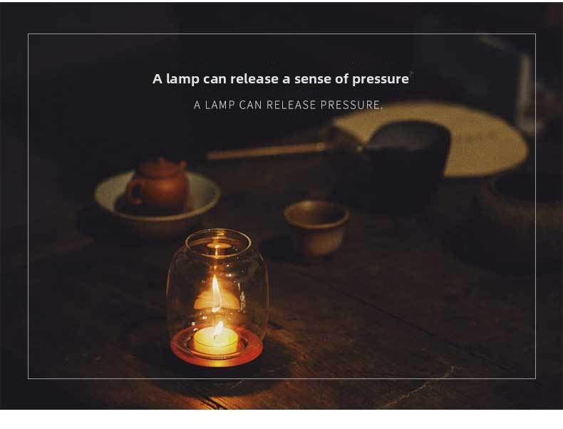 zensoullab Glass Candle Holder Ornament Home Chinese Style Aromatherapy Wax Wind Cover Vintage Special Electronic Small Candle Light Romantic Zen Light Luxury