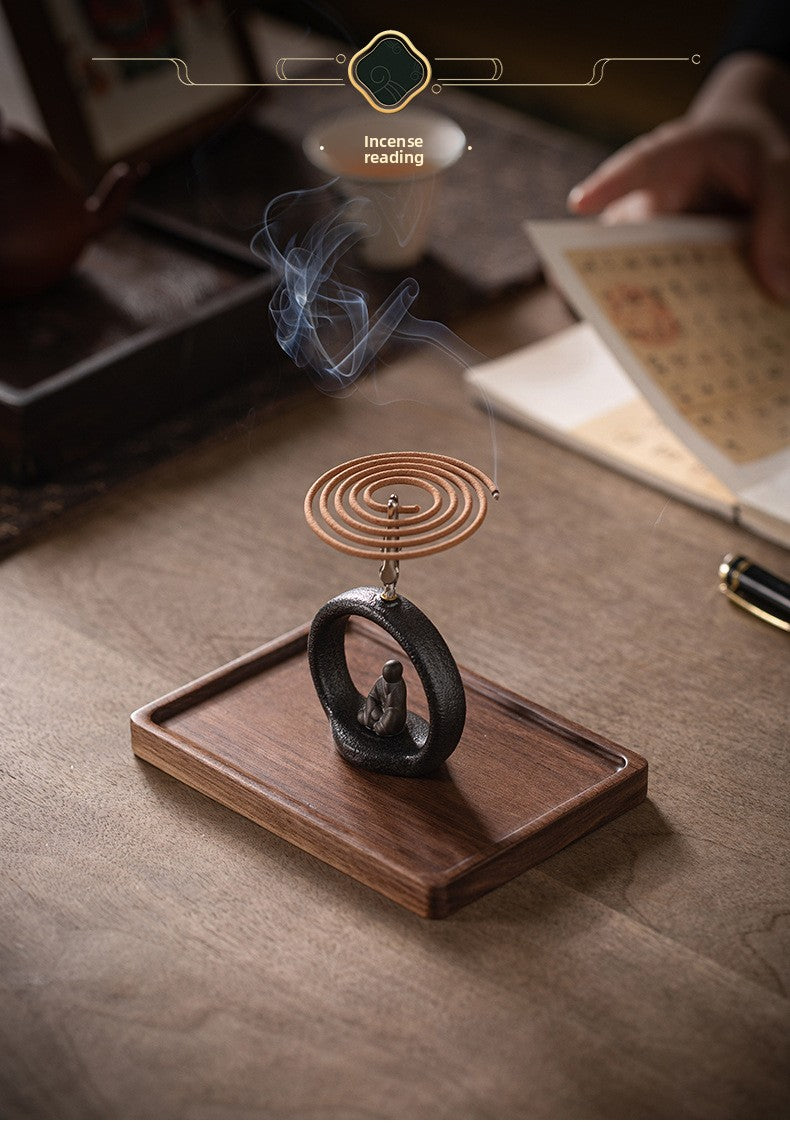zensoullab Zen Style Small Monk Incense Holder Creative Dual-use Coil Incense Burner Incense Burner for Home Indoor Sandalwood Agarwood Incense Burner Ornament