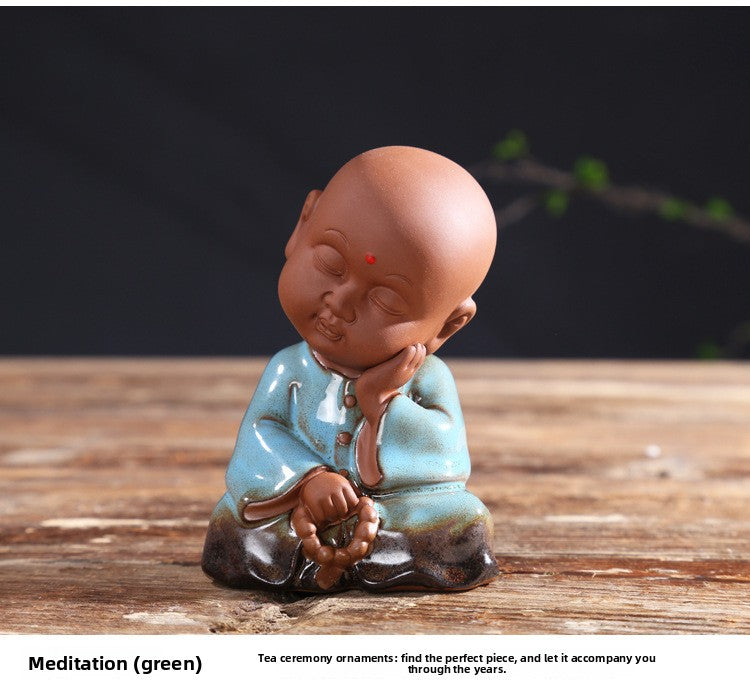 zensoullab Zen Purple Clay Blessing Little Monk Tea Pet Creative Ceramic Kung Fu Tea Tea Set Accessories Chinese Home Decoration