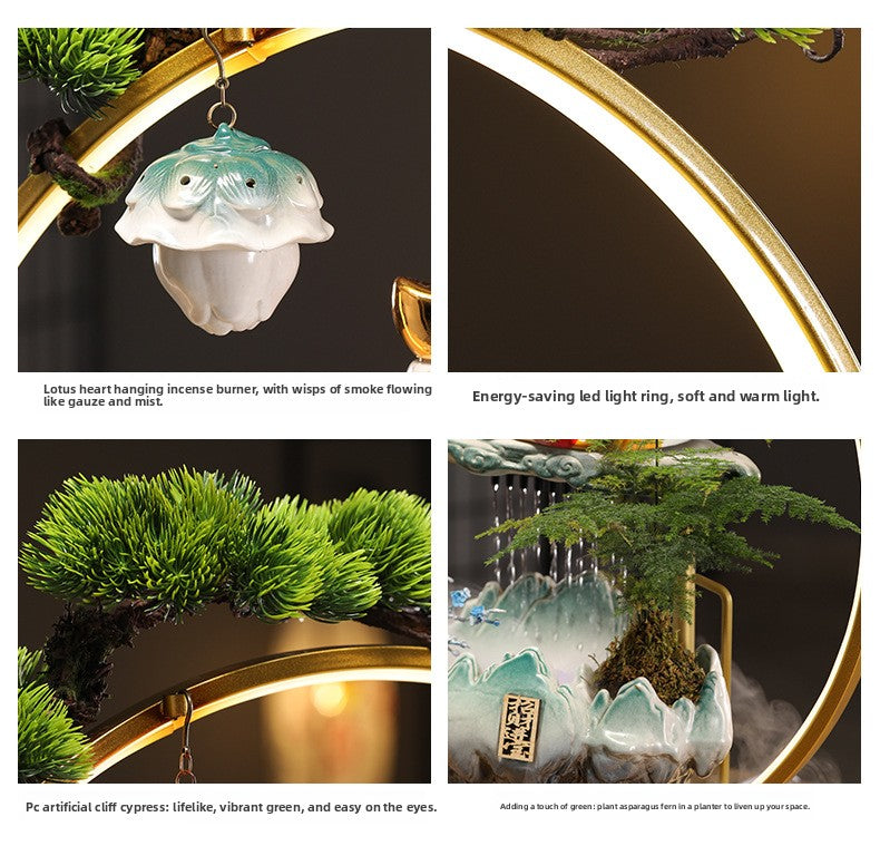 zensoullab Lucky Cat Flowing Water Wealth-Attracting Ornament Circulating Water Living Room Desktop Decoration