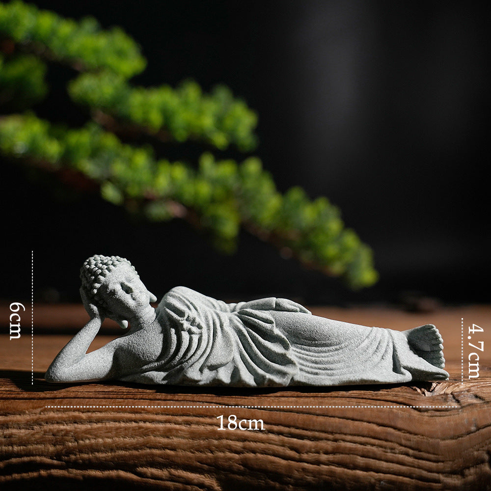 zensoullab Desktop Chinese Zen Style Buddha Figurine Micro Landscape Fish Tank Decoration Rockery Desktop Ornament Tea Pet Incense Decoration