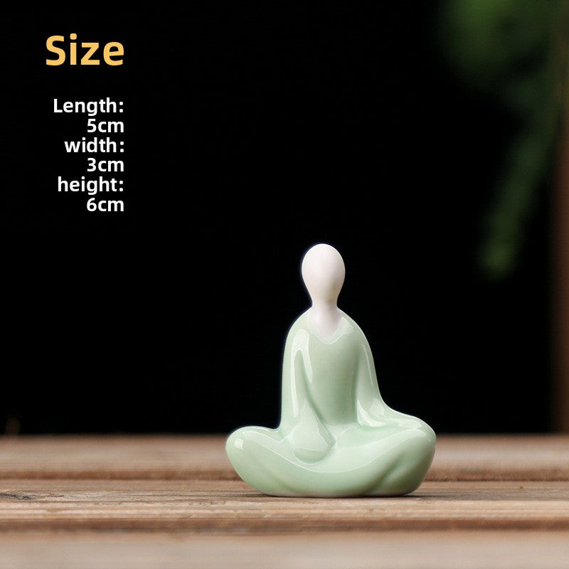zensoullab Zen Green Porcelain Formless Small Living Tea Ceremony Accessories Ceramic Succulent Bonsai Fish Tank Landscaping Home Chinese Style Mini Ornaments