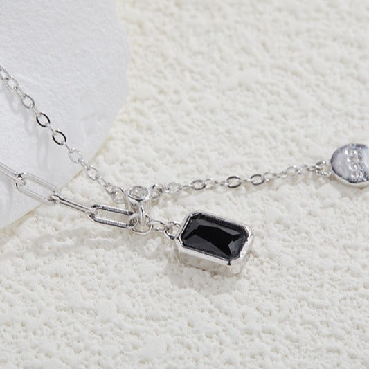 zensoullab Colorful Gemstone Series Spliced Necklace for Women Natural Black Spinel Jewelry Light Luxury Collarbone Chain Accessories S925 Inlaid