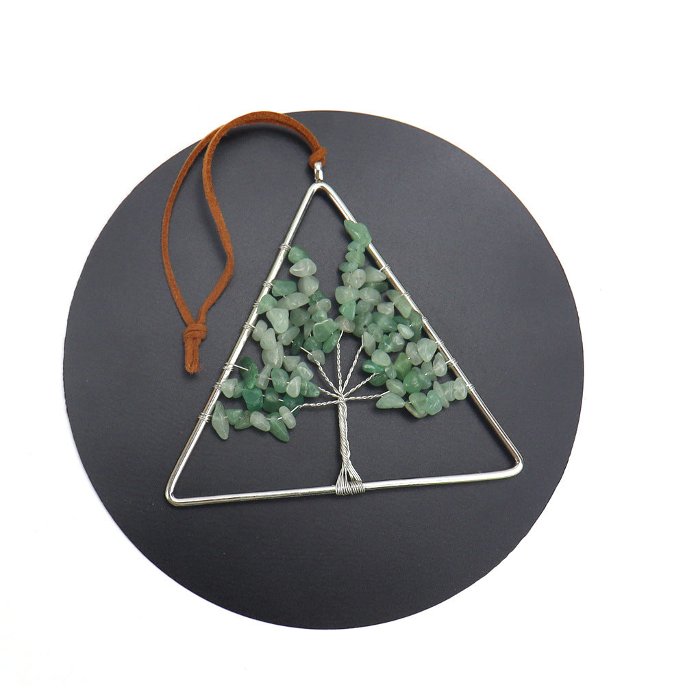 zensoullab Natural Raw Crystal Stone Gravel Christmas Tree Triangle Hanging Holiday Home Decoration