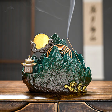 zensoullab Creative Ceramic Large Incense Burner Antique Style Home Indoor Incense Tea Ceremony Incense Holder Sandalwood Agarwood Mosquito Coil Burner