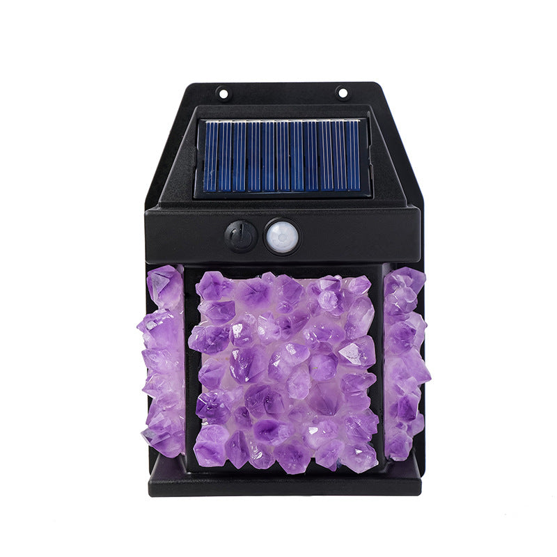 zensoullab Natural Crystal Raw Stone Solar Wall Light Outdoor Courtyard Waterproof Sensor Lighting Household Night Light