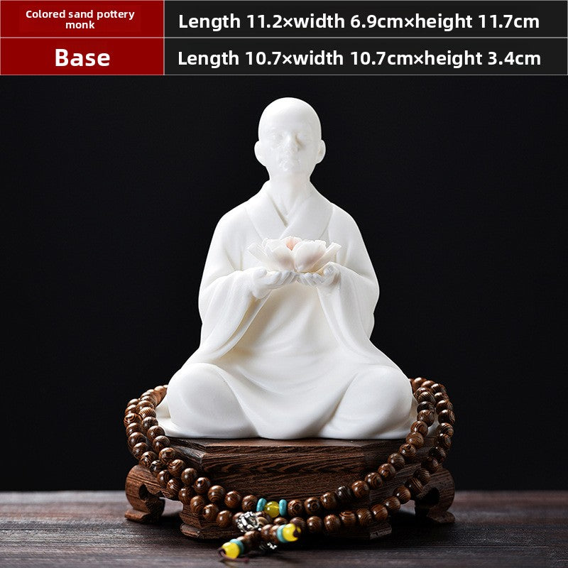 zensoullab Zen Ceramic Little Monk Desktop Decoration New Chinese Style Living Room Entrance Figure Soft Decoration Tea Table Tea Pet Premium Ornament