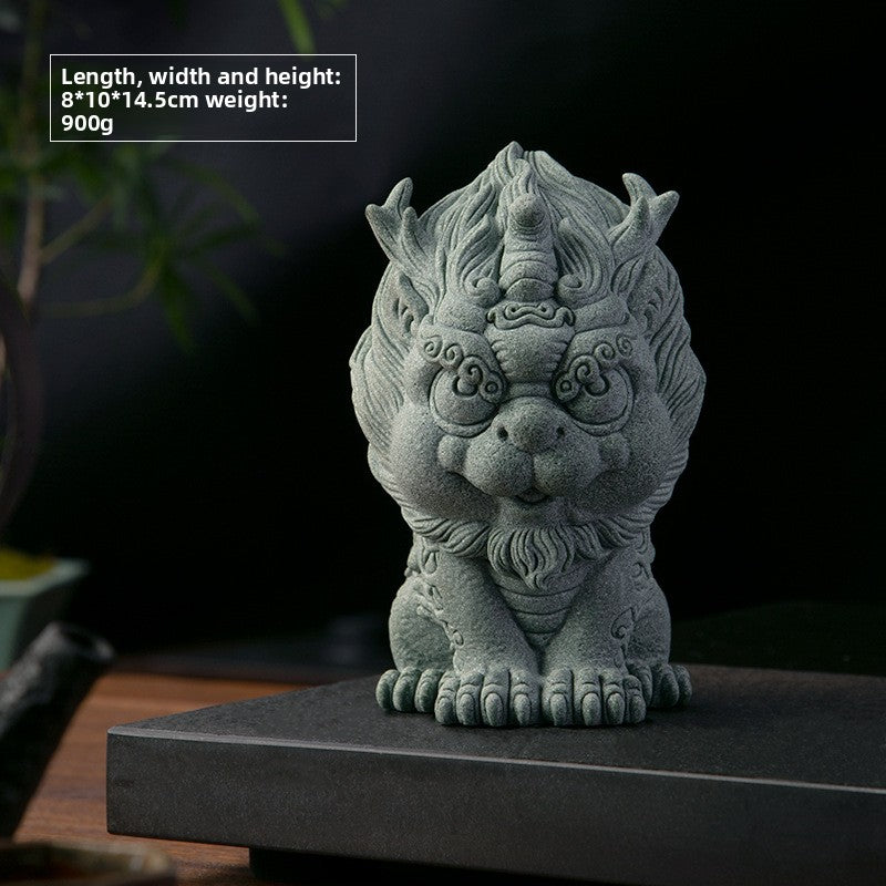 zensoullab Green Sand Stone Great Sage Tea Pet High-end Gift Handheld Piece Fish Tank Wukong Ornament Rockery Landscaping Home Decoration Bonsai