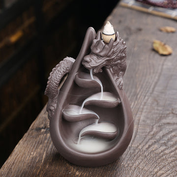 Purple Clay Chinese Style Dragon Backflow Incense Burner Home Decor Creative Large Dragon Backflow Aromatherapy Burner Craft Gift