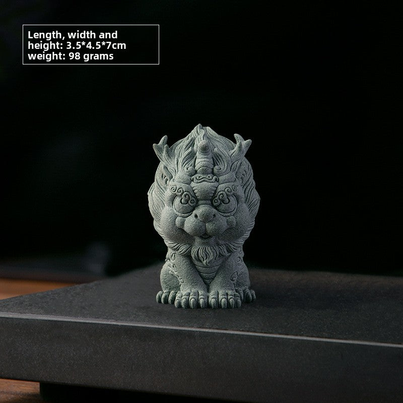 zensoullab Green Sand Stone Great Sage Tea Pet High-end Gift Handheld Piece Fish Tank Wukong Ornament Rockery Landscaping Home Decoration Bonsai