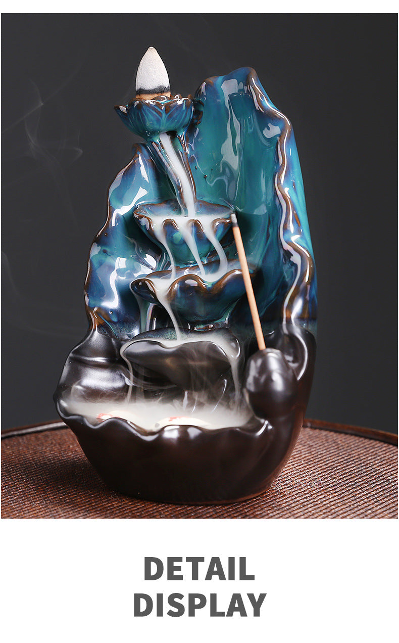 Amazon Ceramic Lotus Backflow Incense Burner Creative Blue Lotus Backflow Aromatherapy Burner Home Decor