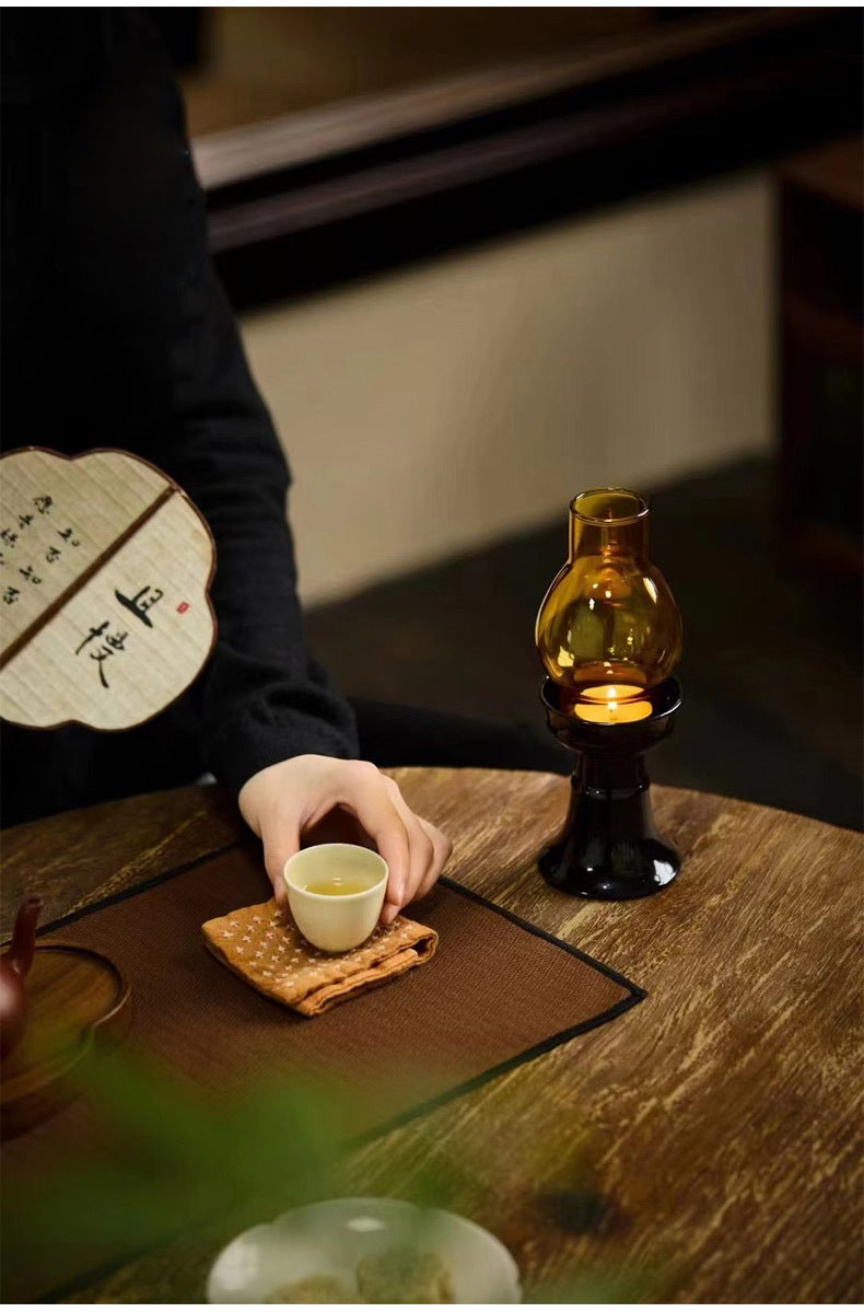 zensoullab Empty Illusion Candle Holder Home Aromatherapy Glass Ornament High-end Vintage Chinese Zen Creative Atmosphere Lamp Ancient Style
