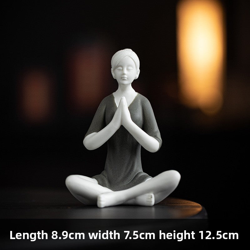 zensoullab Simple Ceramic Crafts Purple Clay Yoga Girl Modern Ornament Creative Figure Artwork Yoga Studio Gift