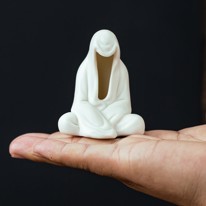 Zensoullab Creative Ceramic Crafts Decoration Zen Buddha Character Tea Space Chinese Living Room White Porcelain Fish Tank Decorations