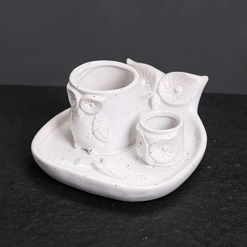 Kiln-Transformed Ceramic Candle Tray American Owl Sage Peruvian Sacred Wood Burning Stand Incense Holder Incense Seat