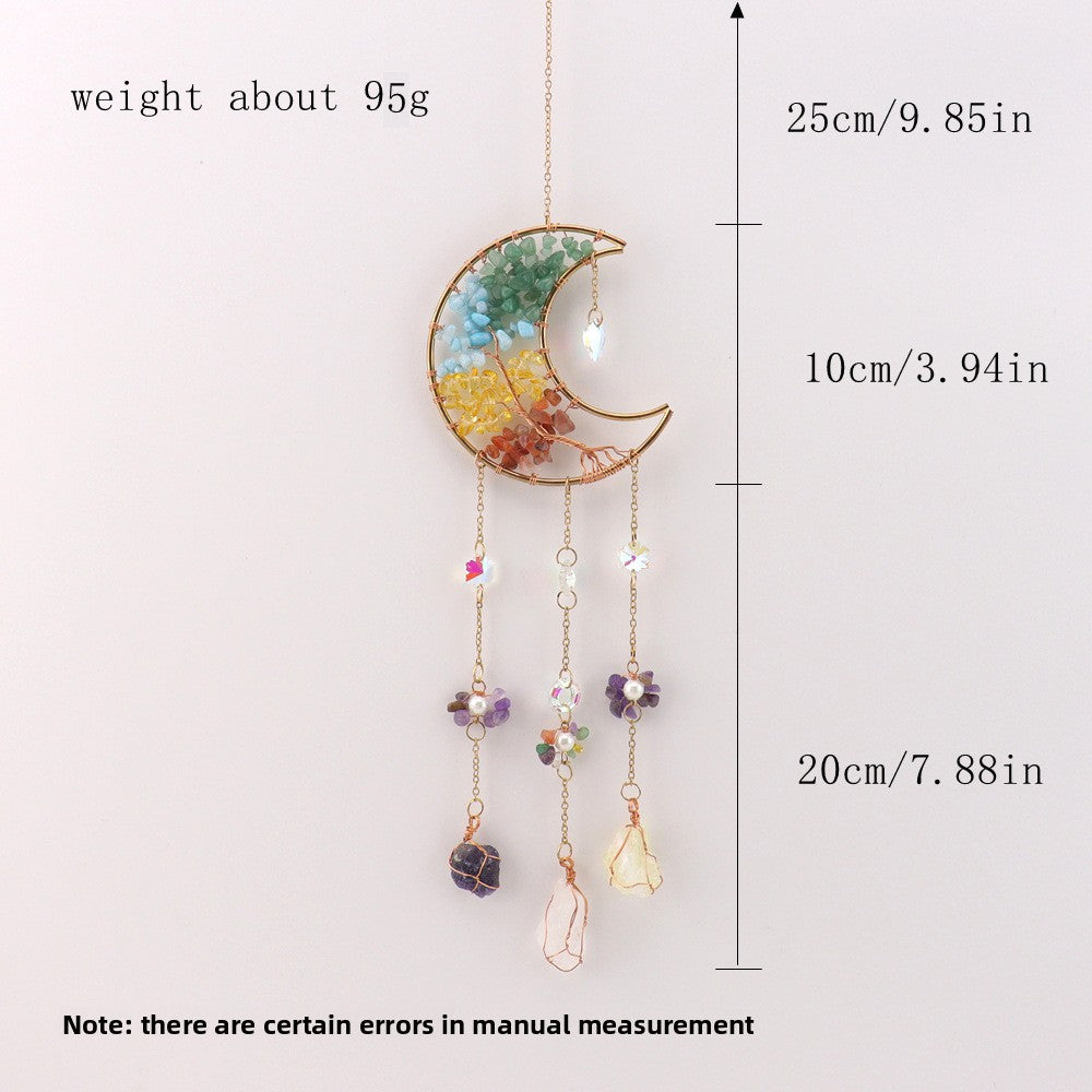 zensoullab Crystal Pendant Metal Moon Sun Catcher Outdoor Window Hanging Decoration Craft Pendant
