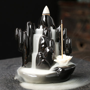 zensoullab Alpine Water Flow Backflow Lotus Incense Holder Incense Stand Backflow Incense Burner Creative Waterfall Backflow Aromatherapy Burner Ornament