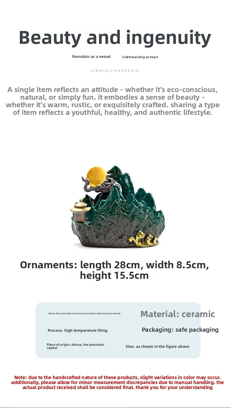 zensoullab Creative Ceramic Large Incense Burner Antique Style Home Indoor Incense Tea Ceremony Incense Holder Sandalwood Agarwood Mosquito Coil Burner