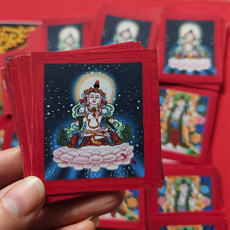 zensoullab Nepal Hand-painted Moli Branchi Tian Vajrasattva Thangka Tibetan Buddha Statue Bodhisattva Thangka Gawu Box Necklace Pendant