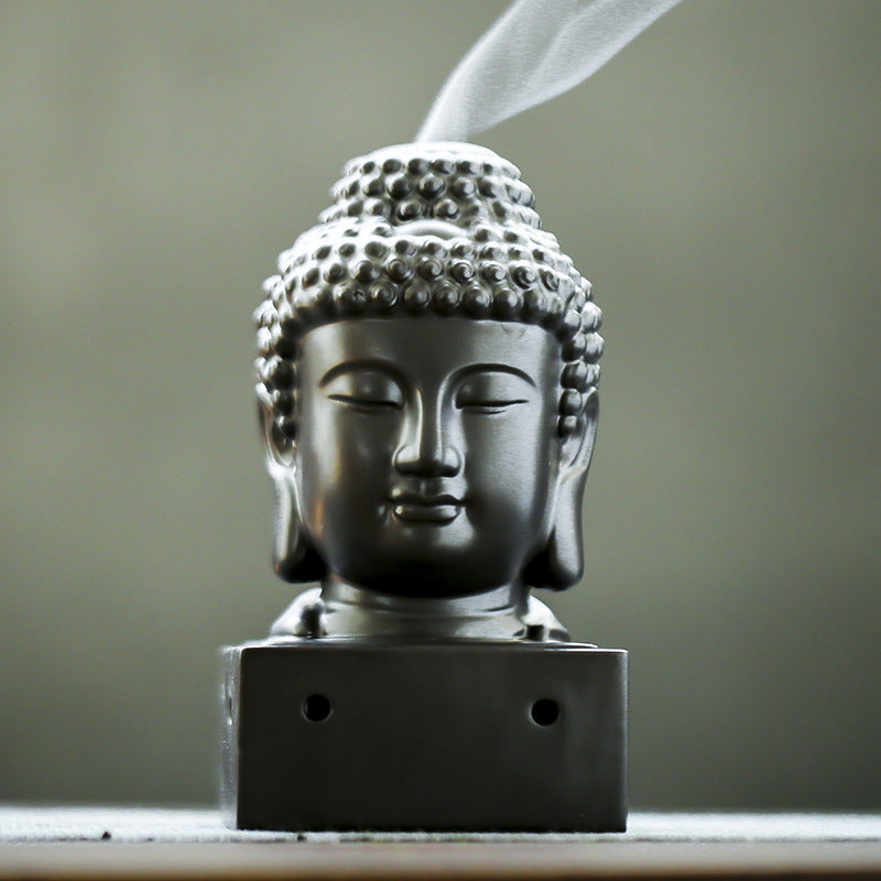 zensoullab Ceramic Incense Burner Buddha Head Vintage Incense Burner Home Decor Zen Incense Burner Indoor Sandalwood Burner
