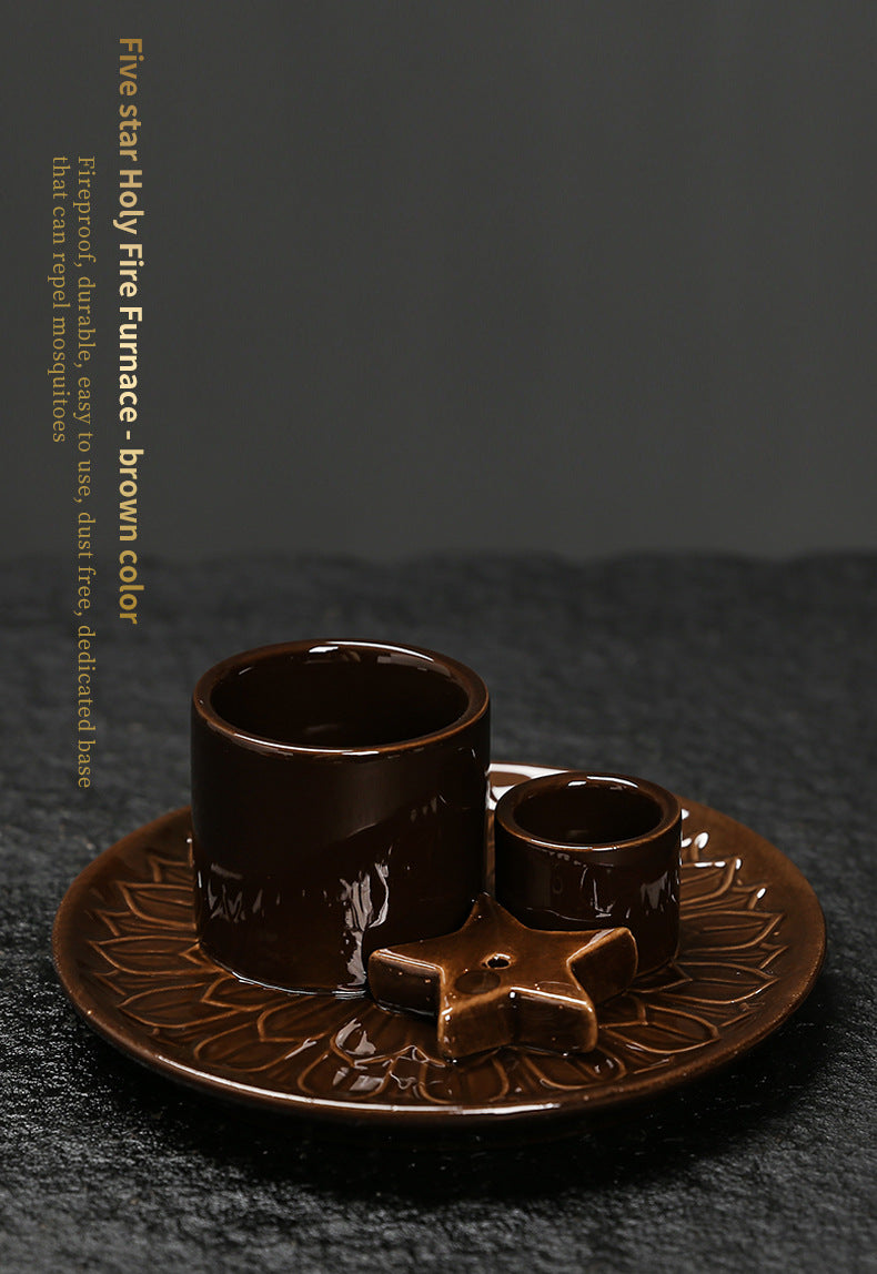 Ceramic Aromatherapy Candle Holder Aromatherapy Burner Simple Nordic Style Candle Cup Atmosphere Decoration Sage Holy Wood Plate