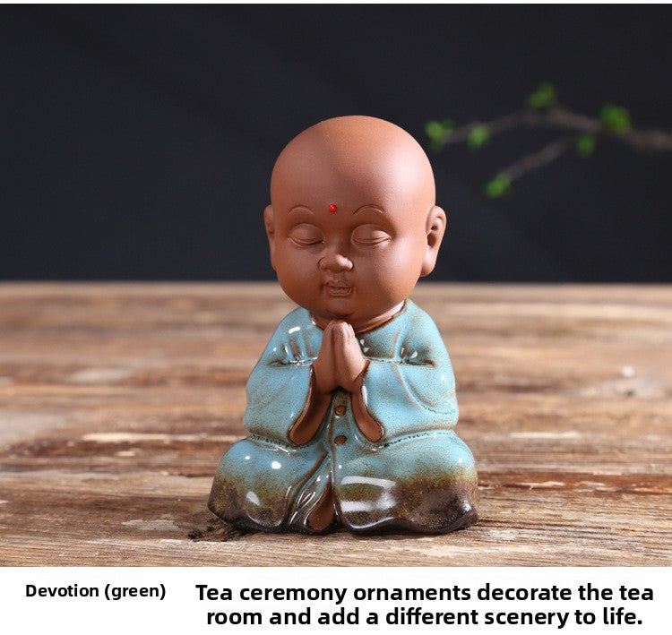 zensoullab Zen Purple Clay Blessing Little Monk Tea Pet Creative Ceramic Kung Fu Tea Tea Set Accessories Chinese Home Decoration