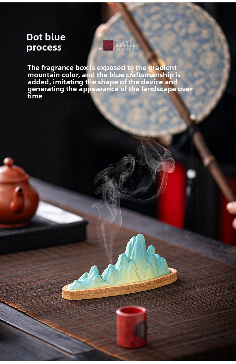 zensoullab Ceramic Incense Burner Chinese Style Incense Burner Sandalwood Agarwood Incense Holder Incense Stick Zen Home Indoor Incense Home Decoration