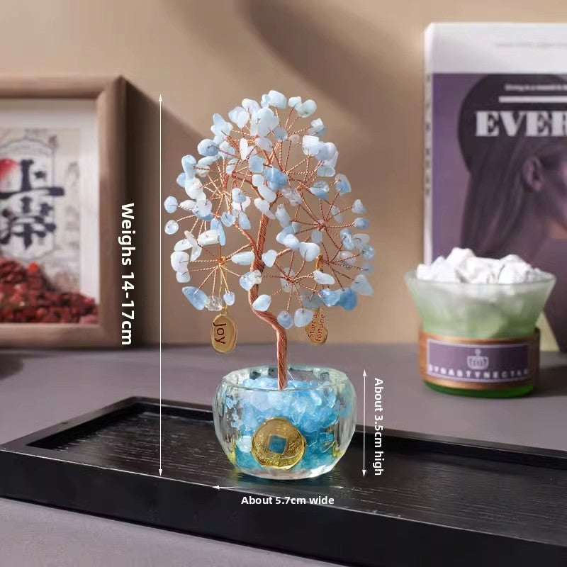 zensoullab Natural Yellow Crystal Money Tree Ornament Amethyst Wealth-Attracting Treasure Bowl Office Desk Decoration