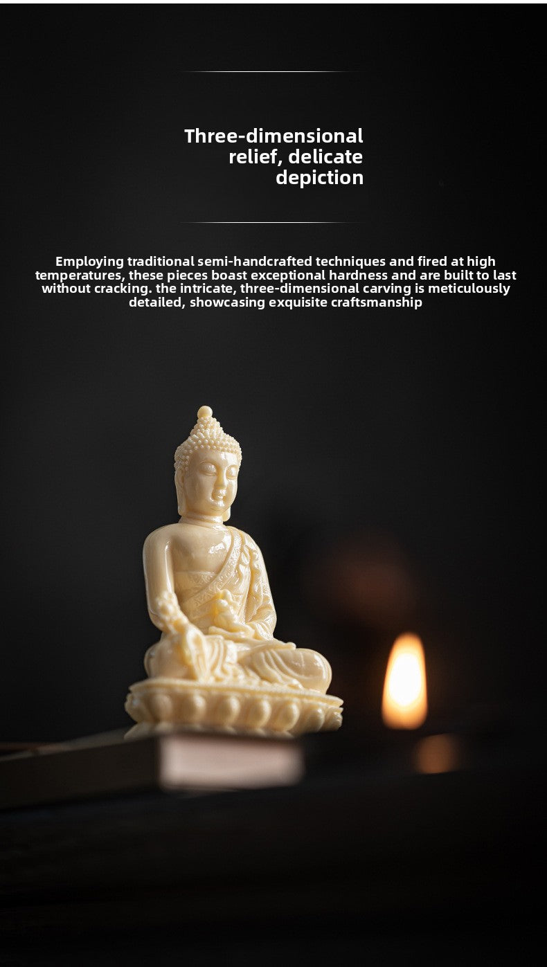zensoullab Neoclassical Western Three Saints Figures Buddha Statue Ornaments Amitabha Bodhisattva Guanyin Decorations Resin Crafts