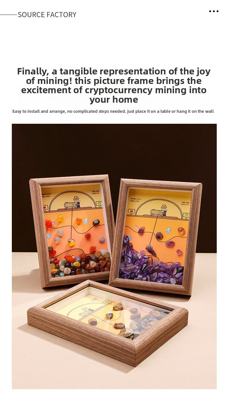 zensoullab Runyang Jewelry Natural Crystal Stone Frame Miner DIY Crystal Crafts 7inch Frame Display Creative