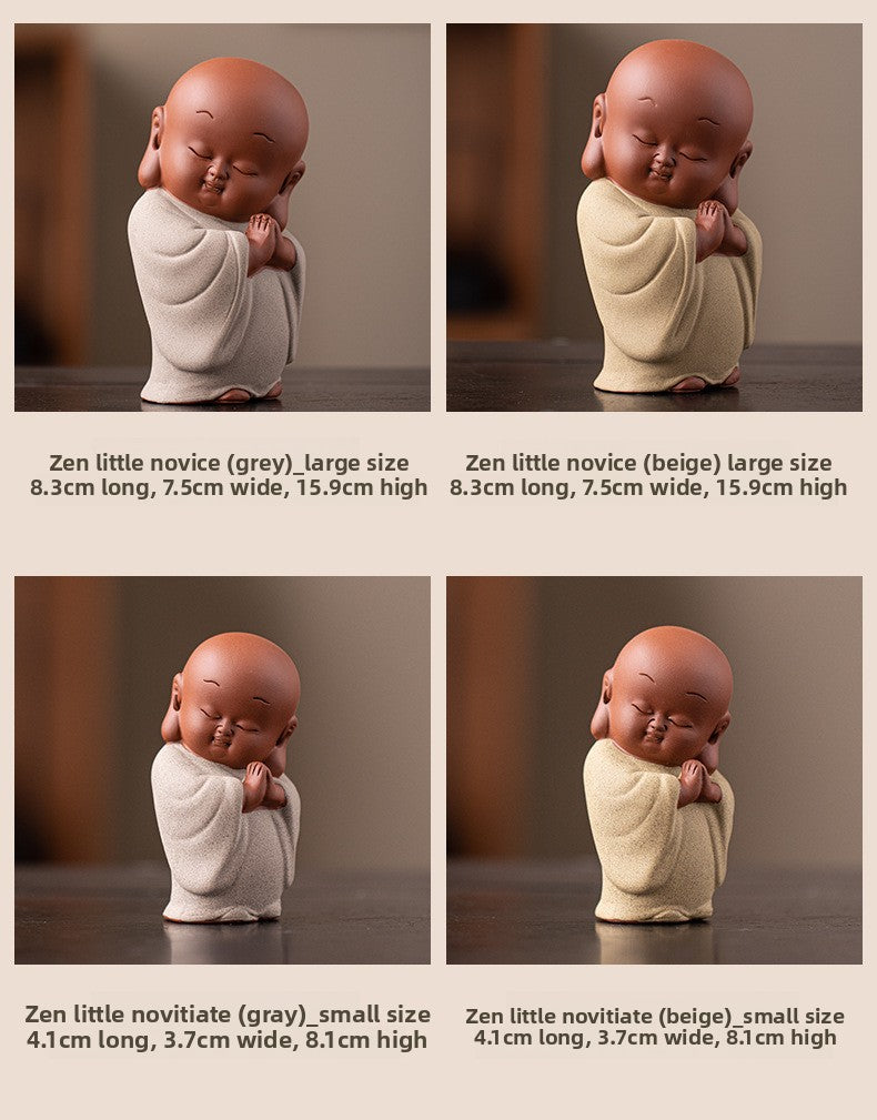 zensoullab New Chinese Style Ceramic Zen Little Monk Premium Desktop Ornament Creative Home Fish Tank Landscaping Tea Pet Decoration