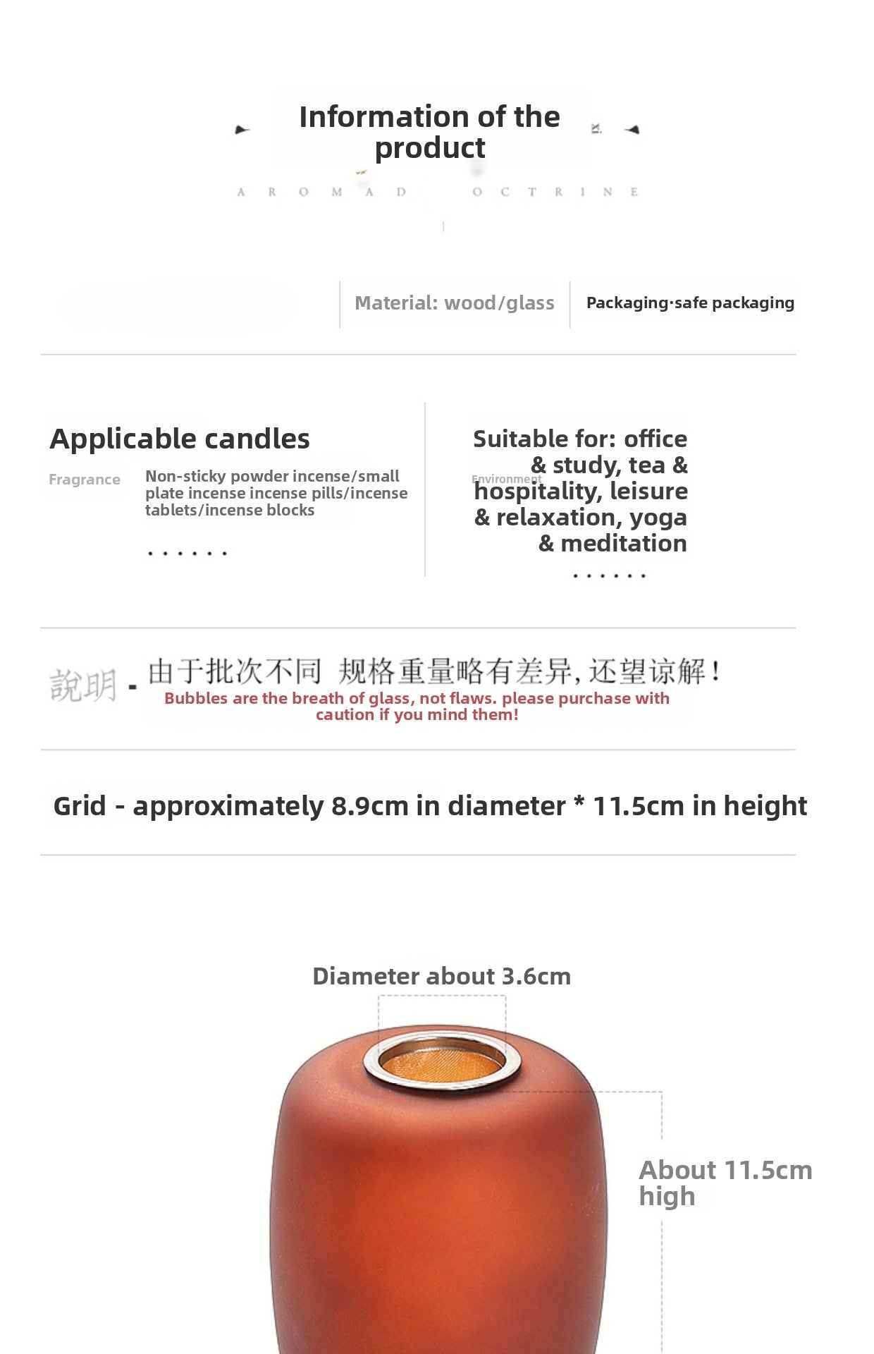 zensoullab Fireproof Candle Incense Burner Agarwood Wood Chips Aromatherapy Lamp Glass Incense Burner Glass Candle Holder Aromatherapy Lamp