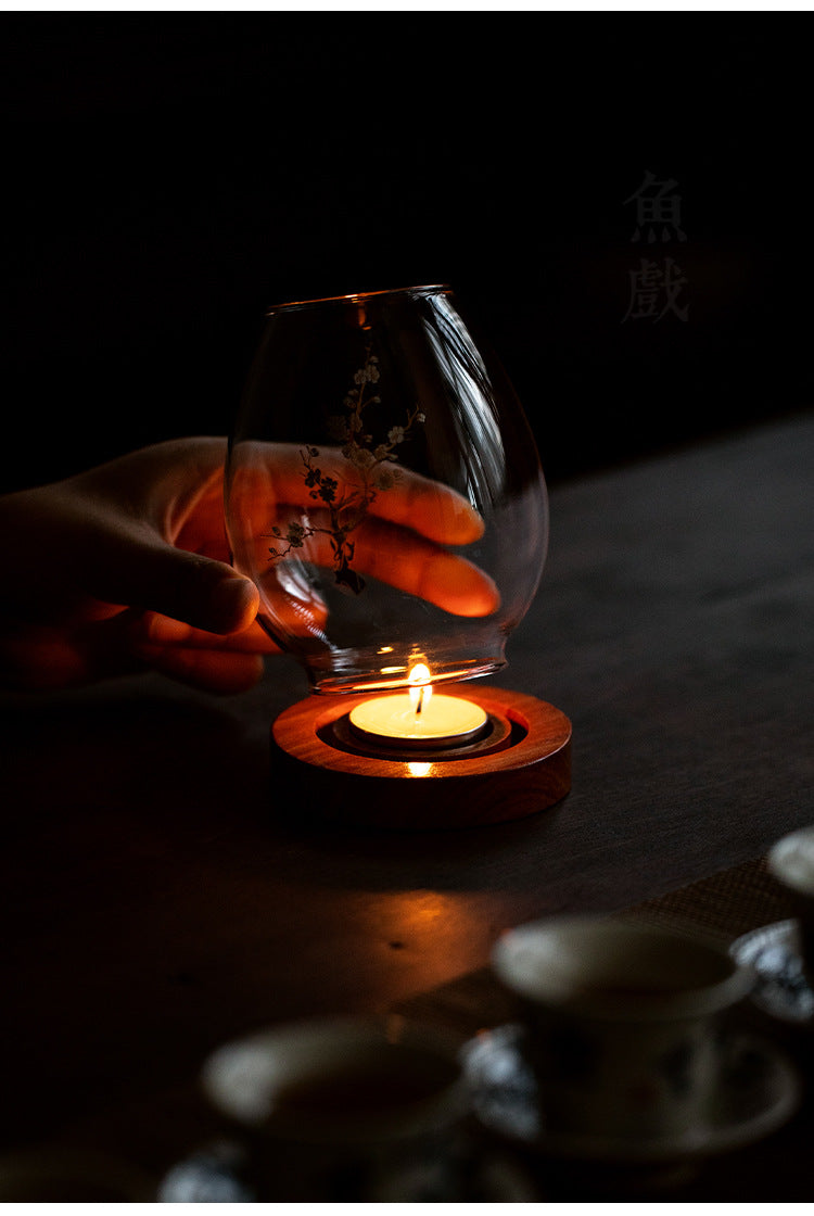 zensoullab Japanese Style Glass Candle Holder Creative Ornament Candle Romantic Home Zen Retro Aromatherapy Windproof Table Cover Desktop Decoration