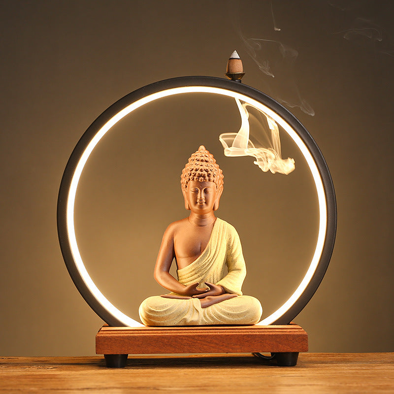 zensoullab Backflow Incense Burner Indoor Incense Creative Zen Buddha Sandalwood Agarwood Tea Ceremony Entrance Living Room Ceramic Lamp Ring Ornament