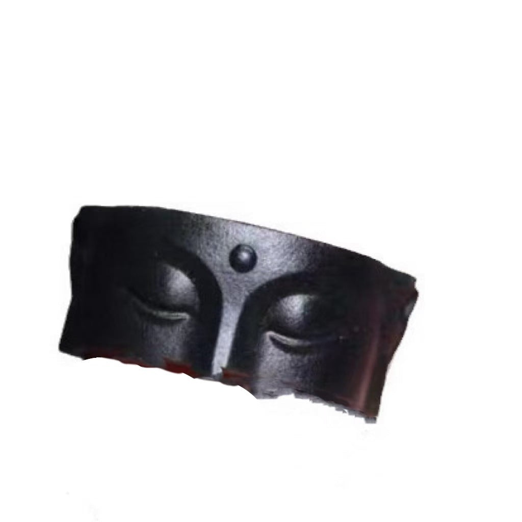 zensoullab Buddha Silence Ring Men's Wide Version Gold Buddha Head Index Finger Ring Fashion Simple Ethnic Style Buddhist Open Ring