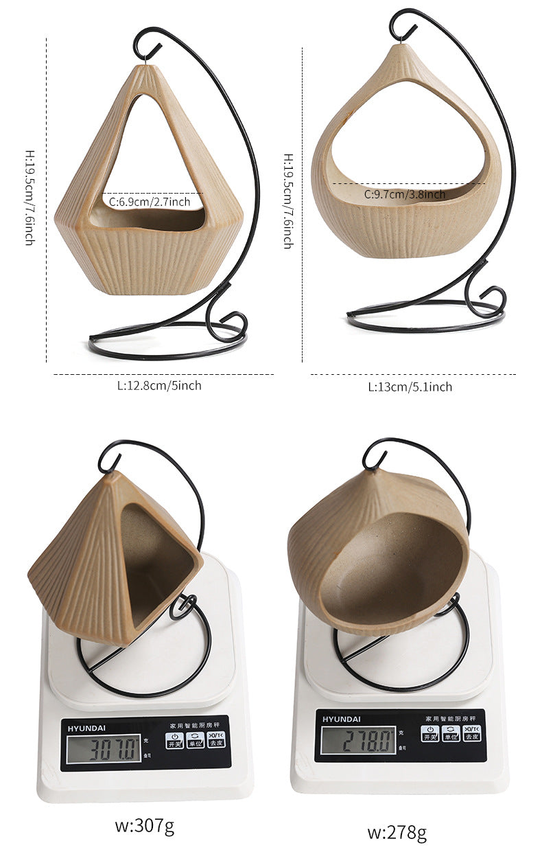 Iron Rack Hanging Basket Ceramic Incense Burner Creative Ceramic Sage Peruvian Wood Tray Home Indoor Atmosphere Ornament