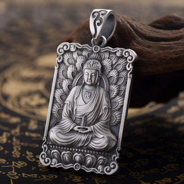 Zensoullab Men's Accessories Bhaisajyaguru Vintage Distressed Pendant Men's Necklace Three Treasures Buddha Statue Amulet High-Grade Exquisite Ornament