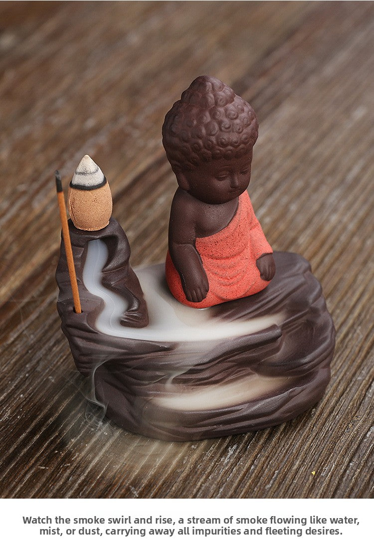 zensoullab Purple Clay Backflow Incense Burner Creative Ceramic Craft Gift Mountain Water Flow Small Tathagata Backflow Incense Burner Original
