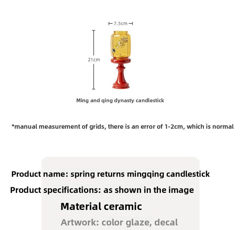 zensoullab Japanese Style Spring Returns to the Forbidden City Red Ming Qing Candle Holder Glass Chinese Style Ornament Candle Candle Holder Tea Room Atmosphere Light Ancient Style