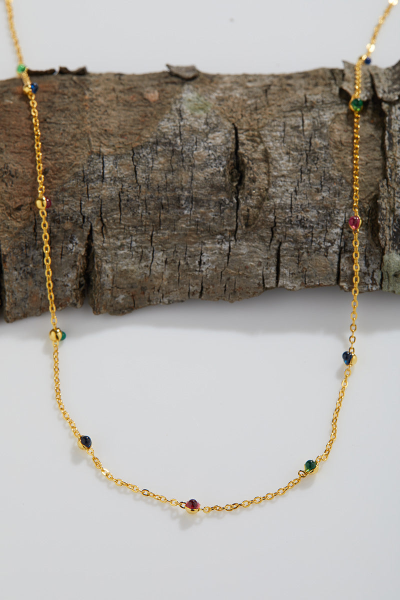 zensoullab Three-Color Natural Steel Jade Dopamine Necklace S925 Sterling Silver Starry Sky Clavicle Chain