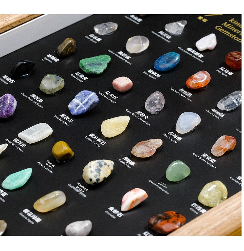 zensoullab Natural Crystal Raw Stone Mineral Specimen Frame Ornament Bilingual Science Popularization Children's Gift Home Desktop Display