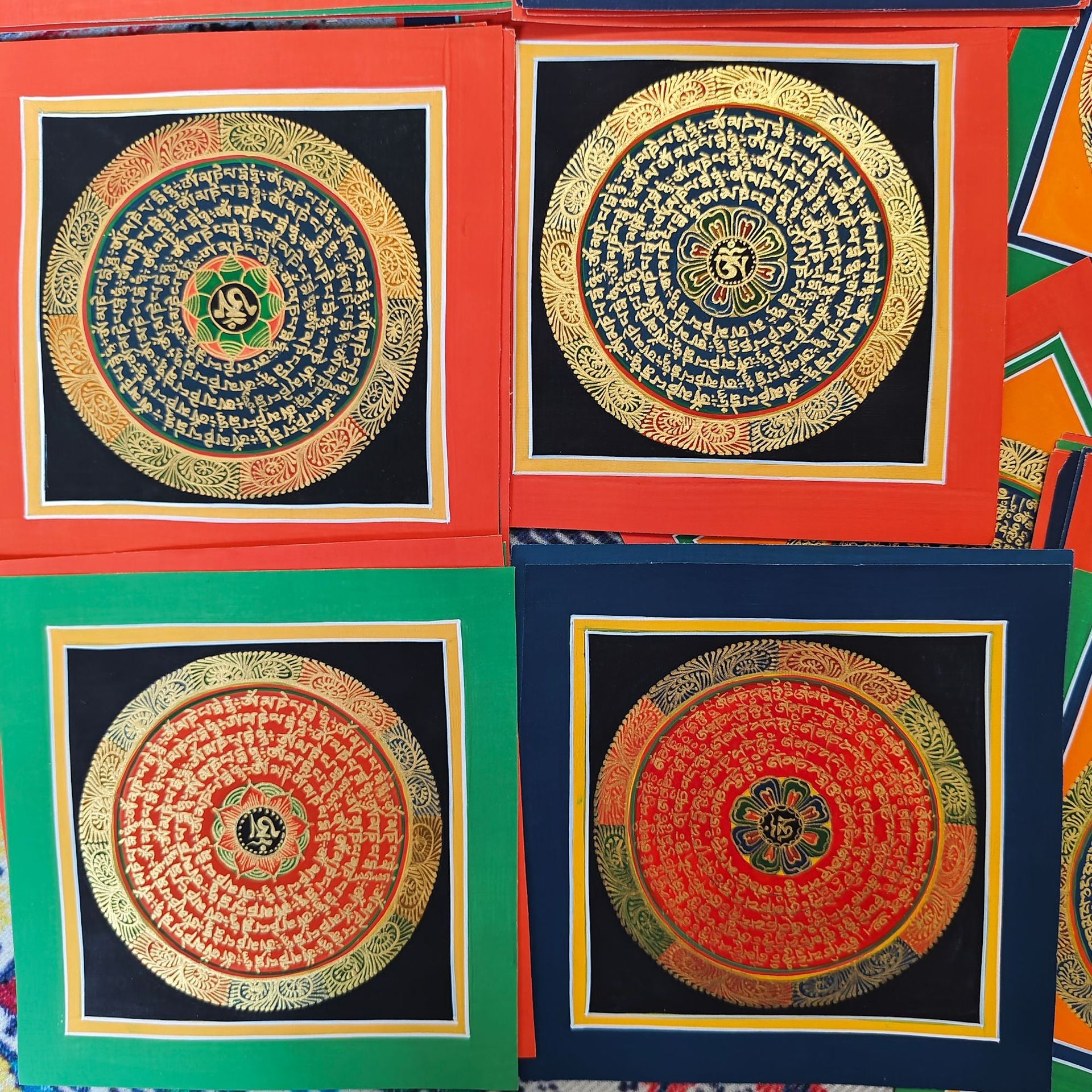 zensoullab Nepal Hand-painted Thangka Six-Word Mantra Tibetan Sutra Thangka Mandala Living Room Entrance Decoration Hanging Painting