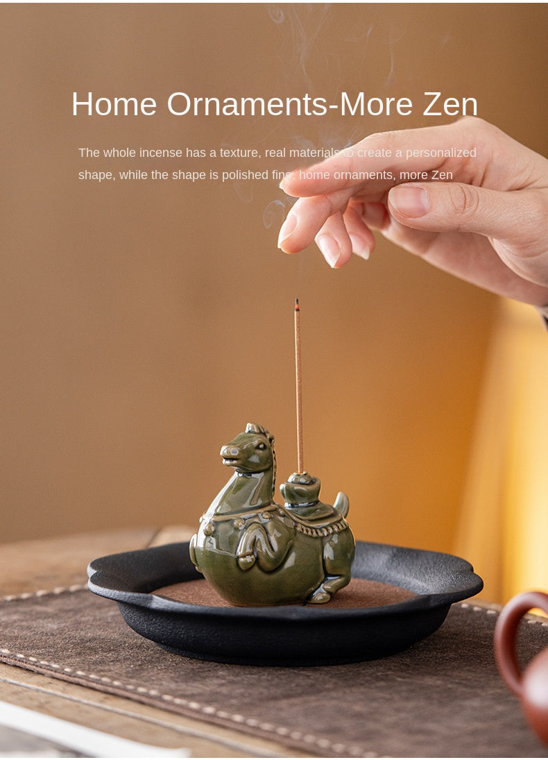 Zensoullab Tangma Celadon Line Incense Holder Ceramic Immediately Rich Creative Tea Table Decoration Vertical Incense Holder Gift Incense Holder Incense Ceremony