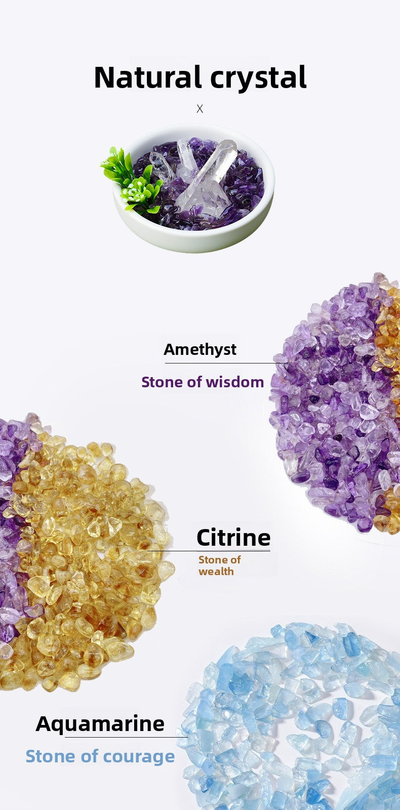 zensoullab Natural White Crystal Single Crystal Micro Landscape Ornament Yellow Amethyst Aquamarine Crushed Stone Demagnetization Home Decor