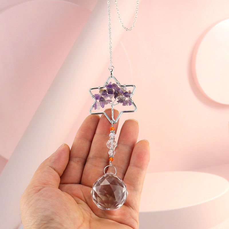 zensoullab Amethyst Gravel Tree of Life Crystal Pendant Hanging Decoration Indoor Curtain Decoration Pendant Accessories