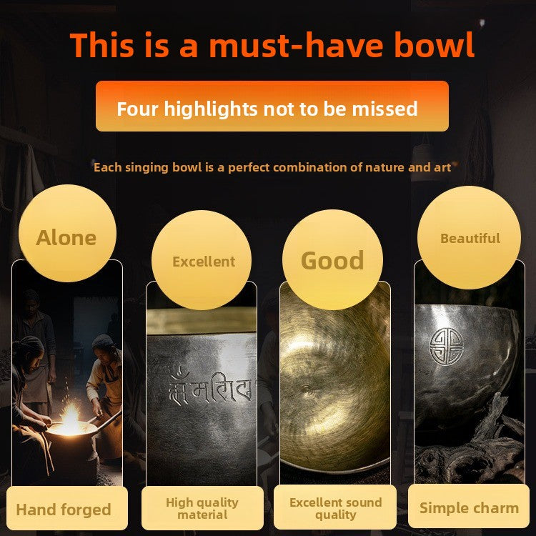 Zensoullab Nepal Handmade Buddha Bowl Xizang Himalaya Bowl Ugyen Double Color Full Moon Himalaya Bowl Copper Chime Stone Yoga Healing Meditation Himalaya Bowl