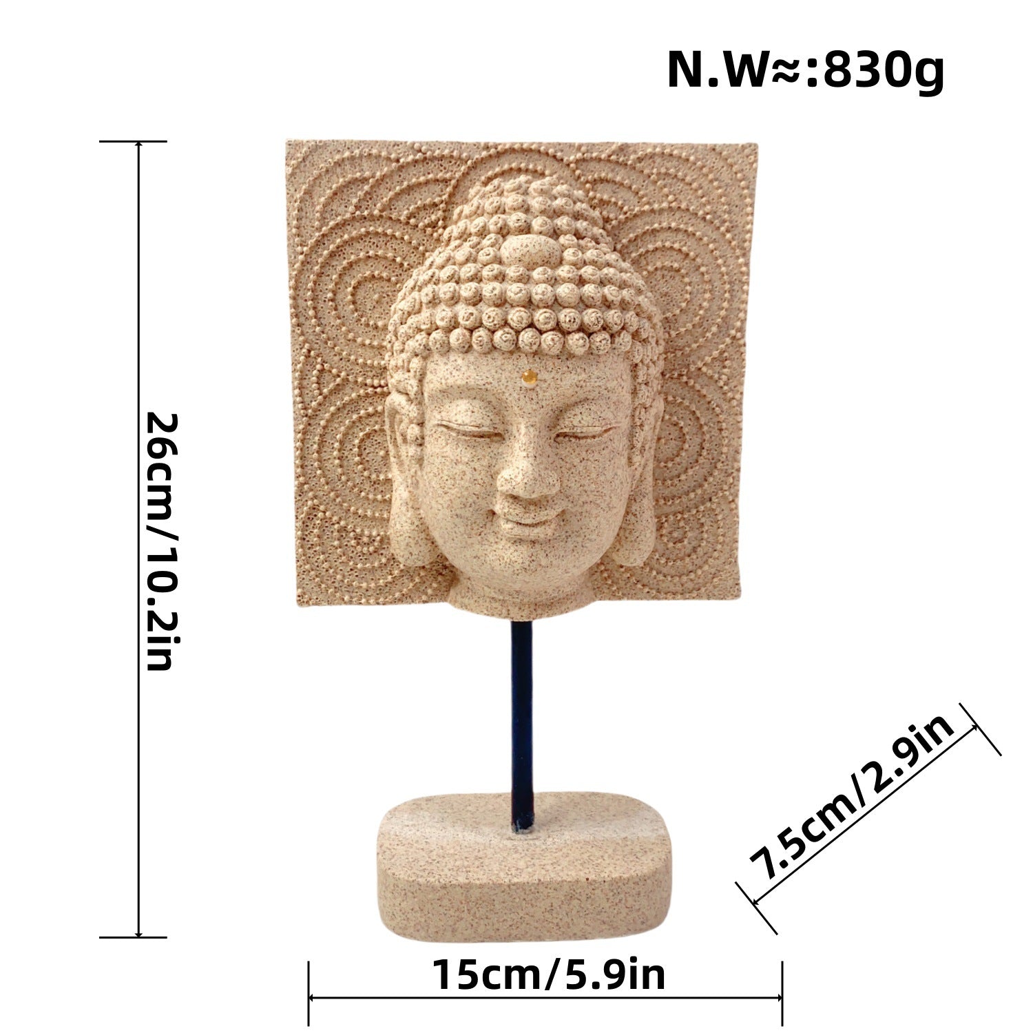 zensoullab New Chinese Style Buddha Statue Ornament Resin Painted Gold-Plated Small Buddha Statue Retro Zen Buddha Head Home Tea Room Decoration
