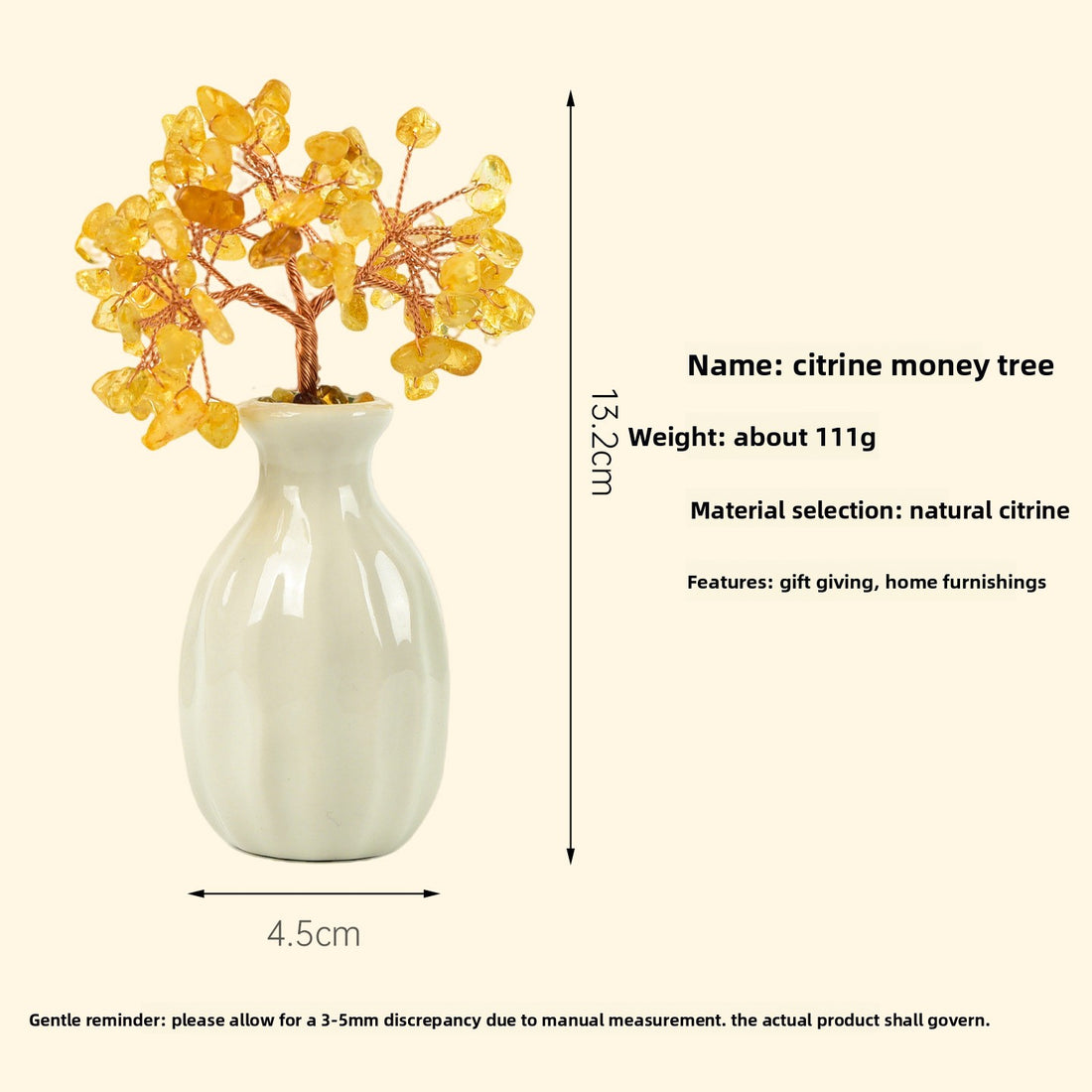 zensoullab Natural Mineral Raw Stone Yellow Crystal Money Tree Ornament Office Desktop Money Tree Shop Opening Gift Wealth Attraction