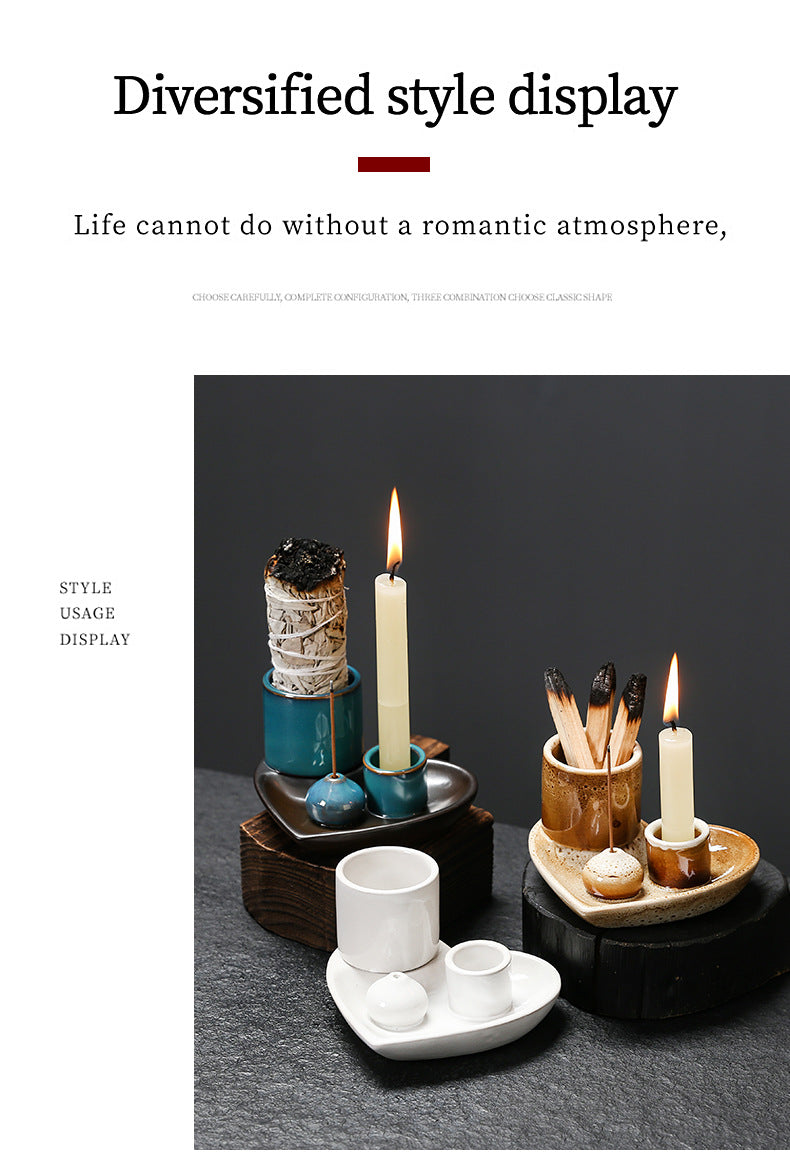 Sacred Wood Sage Holder Ins Creative Simple Incense Tray Aromatherapy Burner Heart Ceramic American Style Decoration Incense Insert Tray